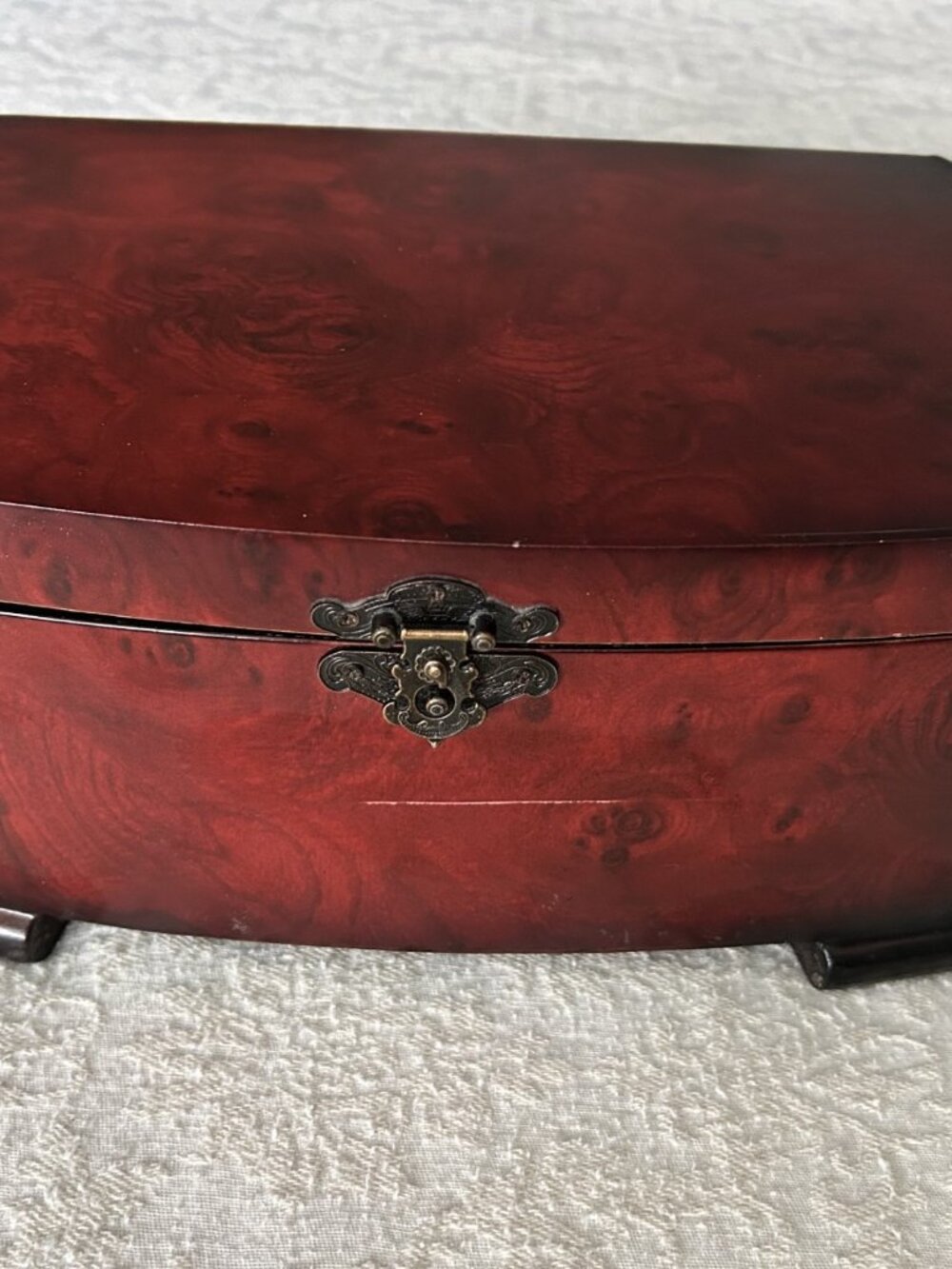 Vintage Cherrywood Jewelry Box-Chest Velvet- lined - Picture 5 of 6